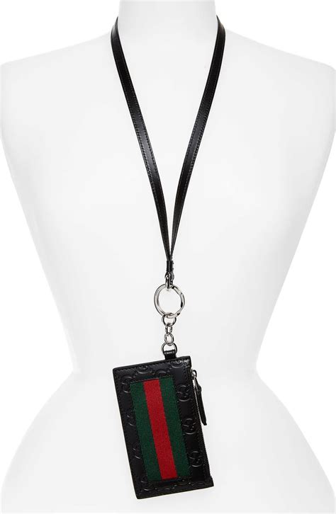 gucci lanyard id badge holder|gucci zumi card case wallet.